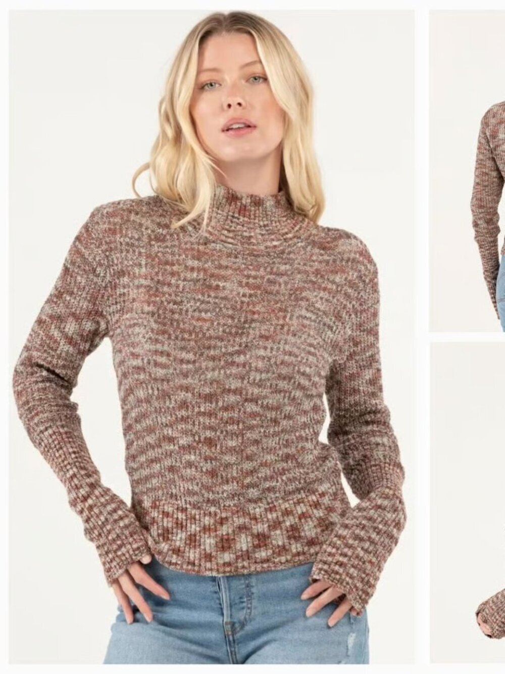 Free People Blair Spacedye Knit Pullover Bohemian in Black Coffee Combo XL